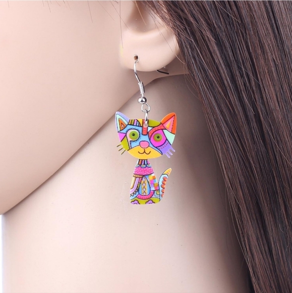 Colorful Cat Earrings - Picture 4 of 4
